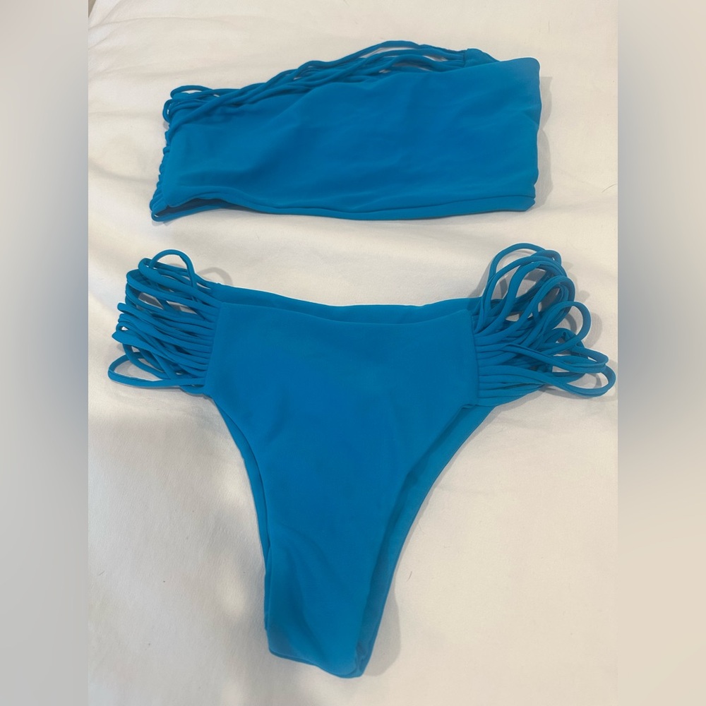 Mikoh Blue Strapless Bikini Set
